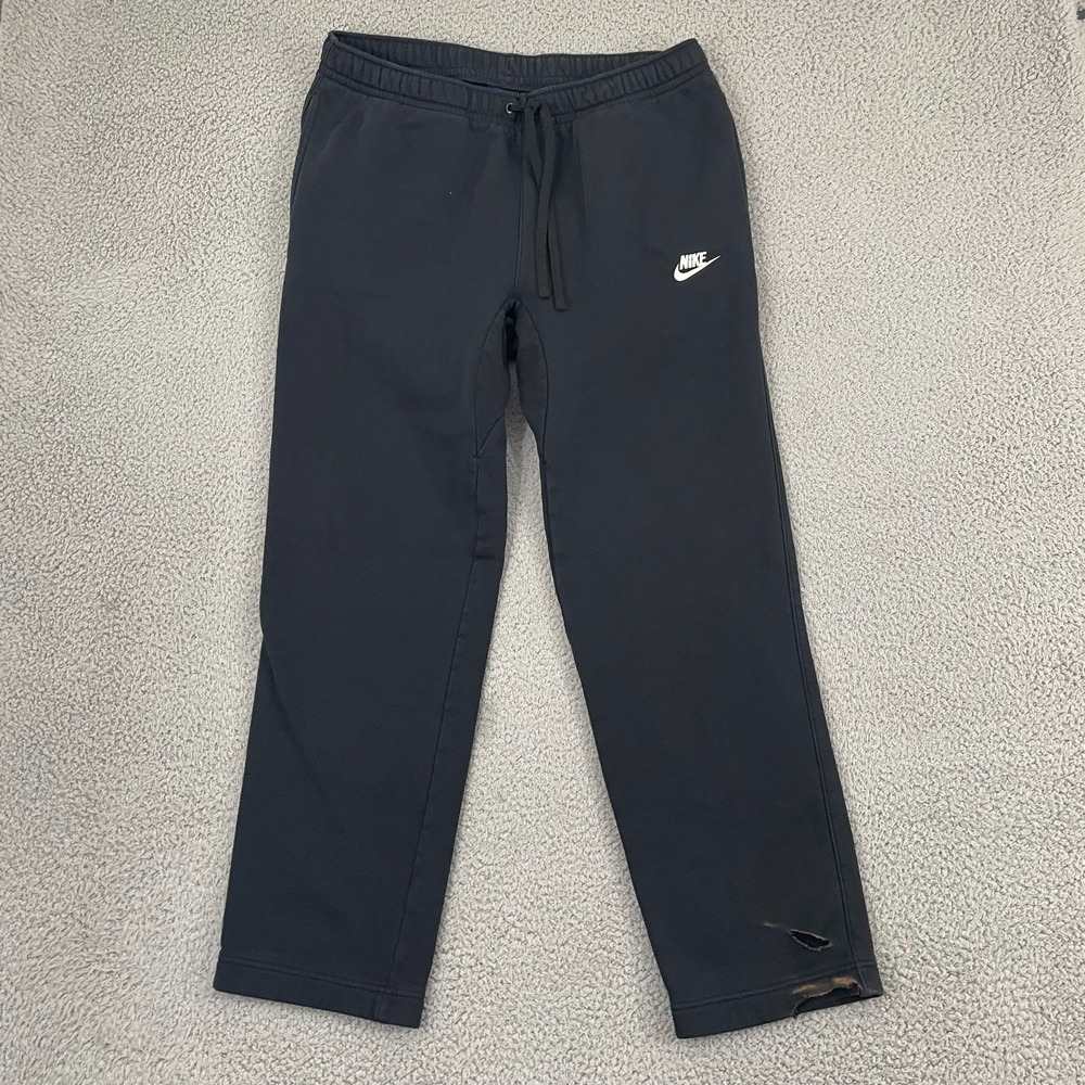 Nike Sportswear Club Fleece Sweatpants Men L Black Open Hem Lounge Drawstring